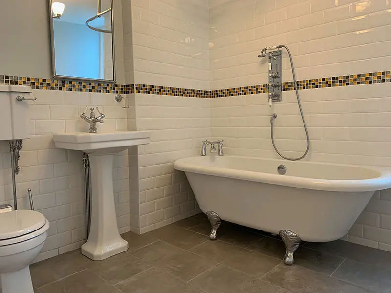 Family bathroom with free-standing bath